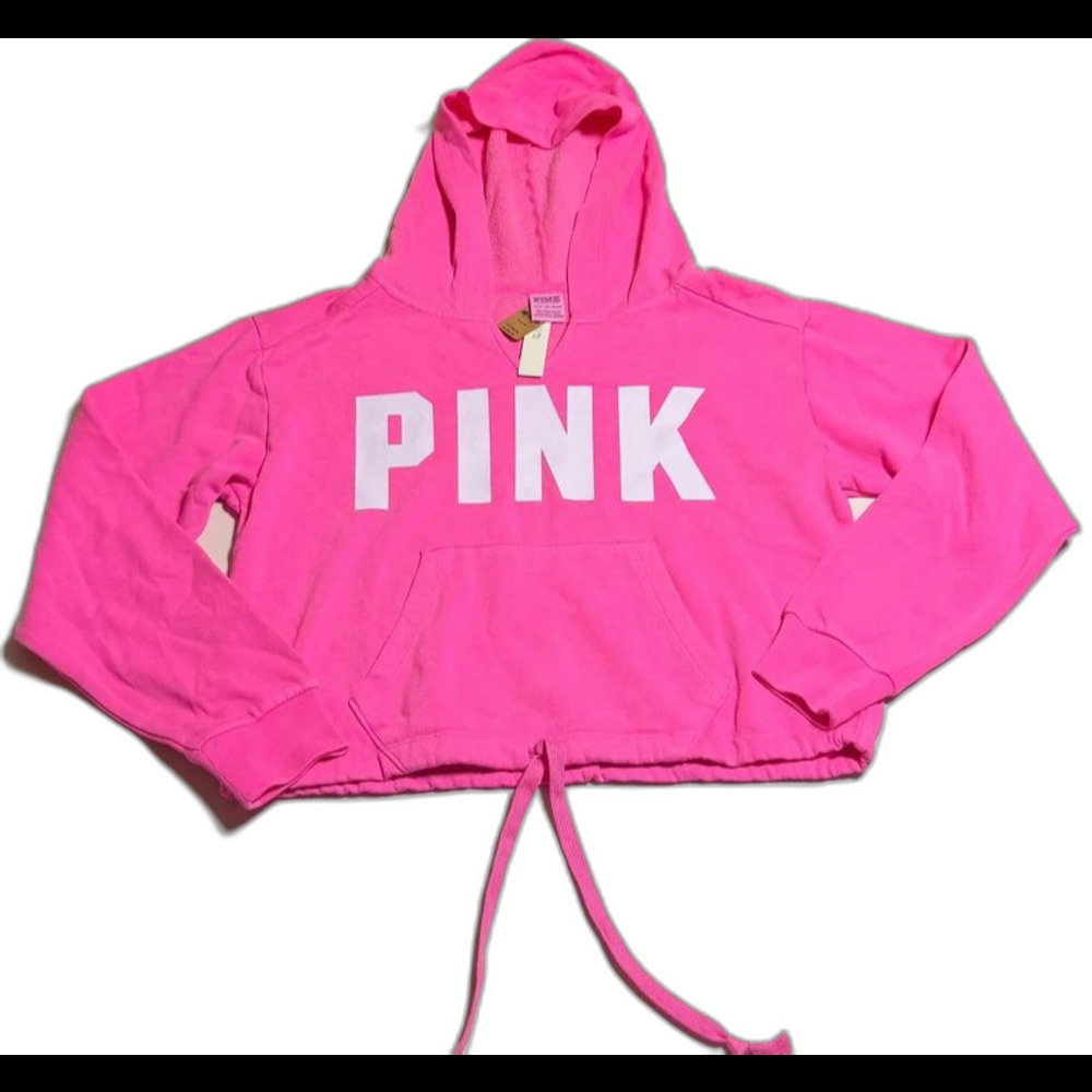 Victoria’s Secret PINK crop hoodie NWT Barbie pink